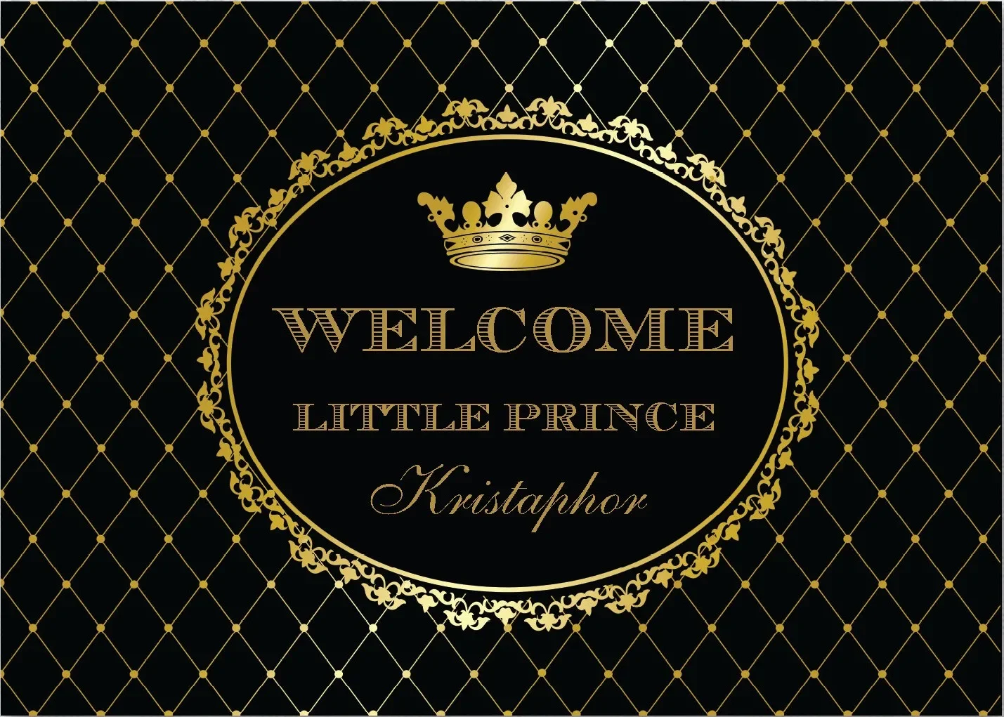 custom royal black gold prince crown photography backgrounds High quality Computer print party photo backdrop