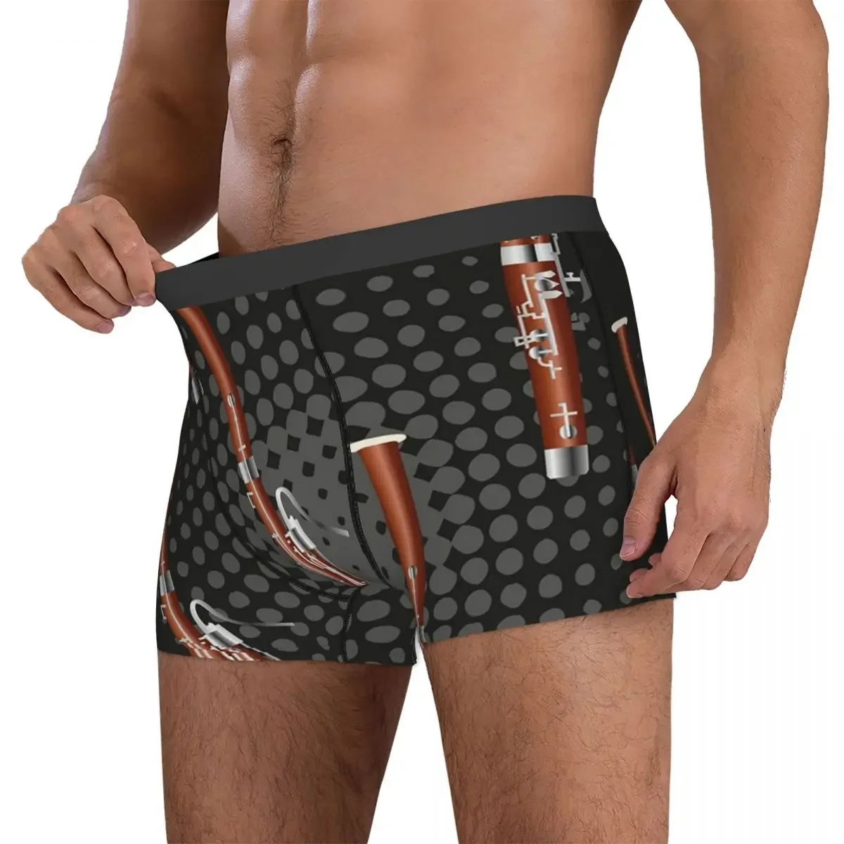 Boxer Underpants Shorts Bassoon On Black Gray Panties Men's Soft Underwear for Homme Man Boyfriend Gifts