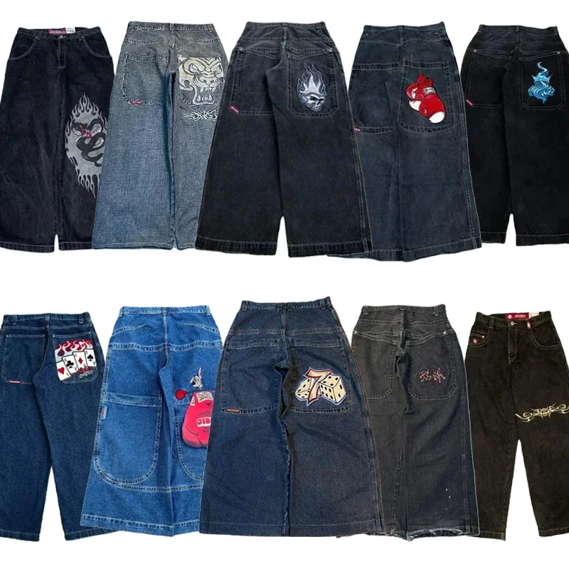 

Hip Hop JNCO Wide Leg Jeans Men Y2K Harajuku High Quality Embroidered Denim Pants Aesthetic Casual Baggy Trousers New Streetwear