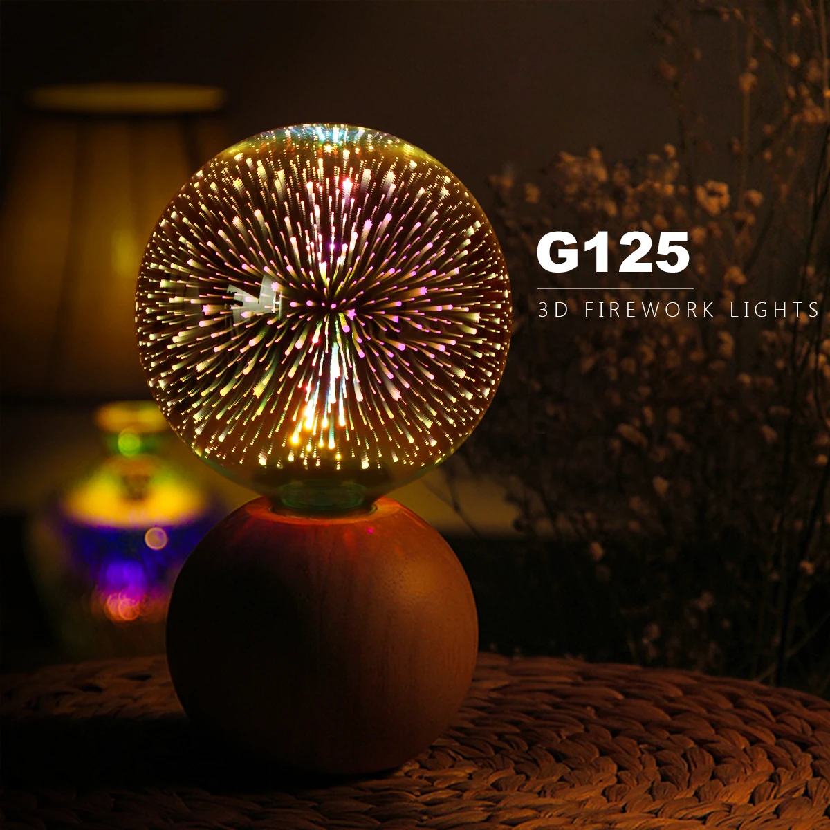 Realistic 3D Fireworks LED Bulb Lamps Globe Shape Vintage Incandescent Retro Effect E27 Base G80 G125 For Holiday Lighting Decor