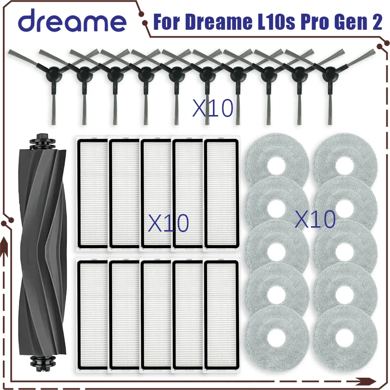 

Compatible For ( Dreame L10s Pro Gen 2 ) Vacuum Parts Main Roller Side Brush HEPA Filter Mop Cloth Accessories