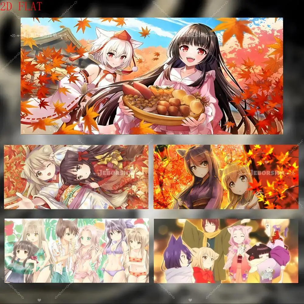 Autumn Maple Cat Girl Large Gaming Mouse Pad Anti-slip Rubber Desk Mat Perfect Gift for Anime Fans