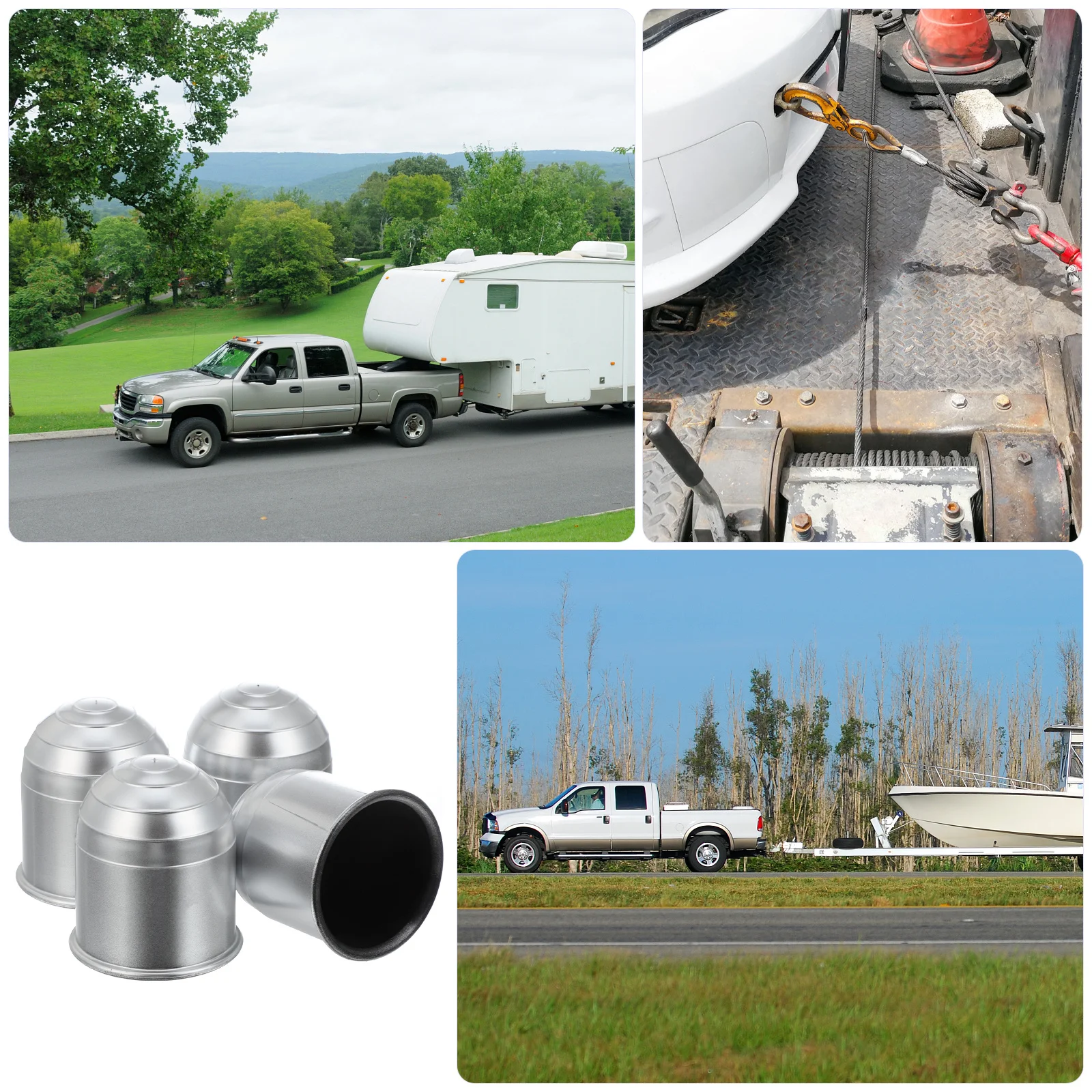 

4pcs Towing Hitch Cover Universal Ball Head Protective Cap For Car Trailer Coupling Dust Protection Cover With Locking Ring