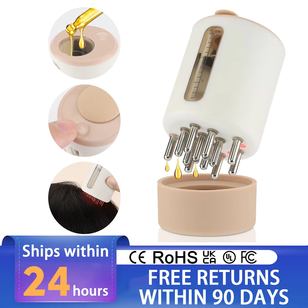 

Электрический массажер для кожи головы для роста волос, масляная сыворотка, расческа, водостойкая скребок для головы, лечение восстановления роста, терапия красным светом