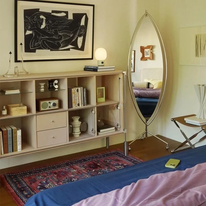 

Medieval household birch multi-layer board bookshelf floor-to-ceiling metal shelf bedroom storage rack storage cabinet