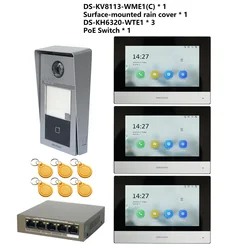 HIKVISION Original Multi-language 802.3af POE Video intercom KIT,include DS-KV8113-WME1(C) & DS-KH6320-WTE1 & PoE Switch