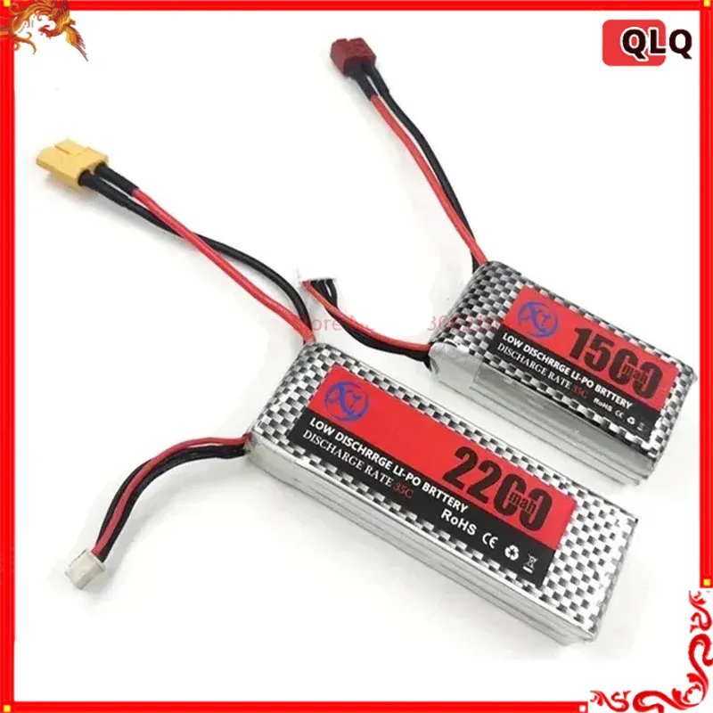 

Lipo Battery 11.1v 1300/1500/2200mah 3s 35c Xt60 Plug T Plug For Rc Quadcopter Drone Helicopter Car Airplane