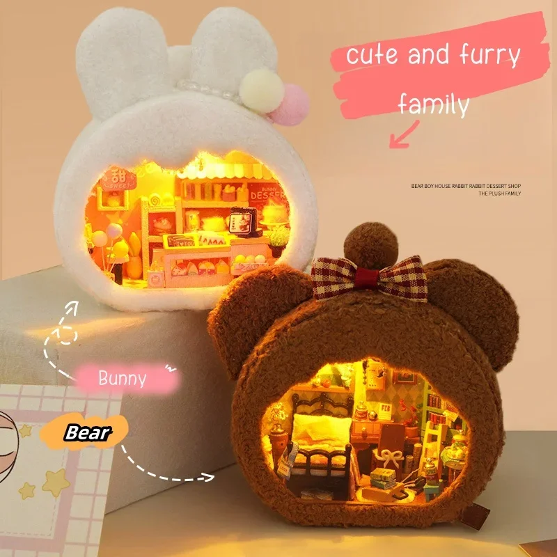 

1 шт., деревянный кукольный домик своими руками, комплект сборной модели, 3d головоломка, рождественские подарки на день рождения для подростков и взрослых, микромодель домашнего декора