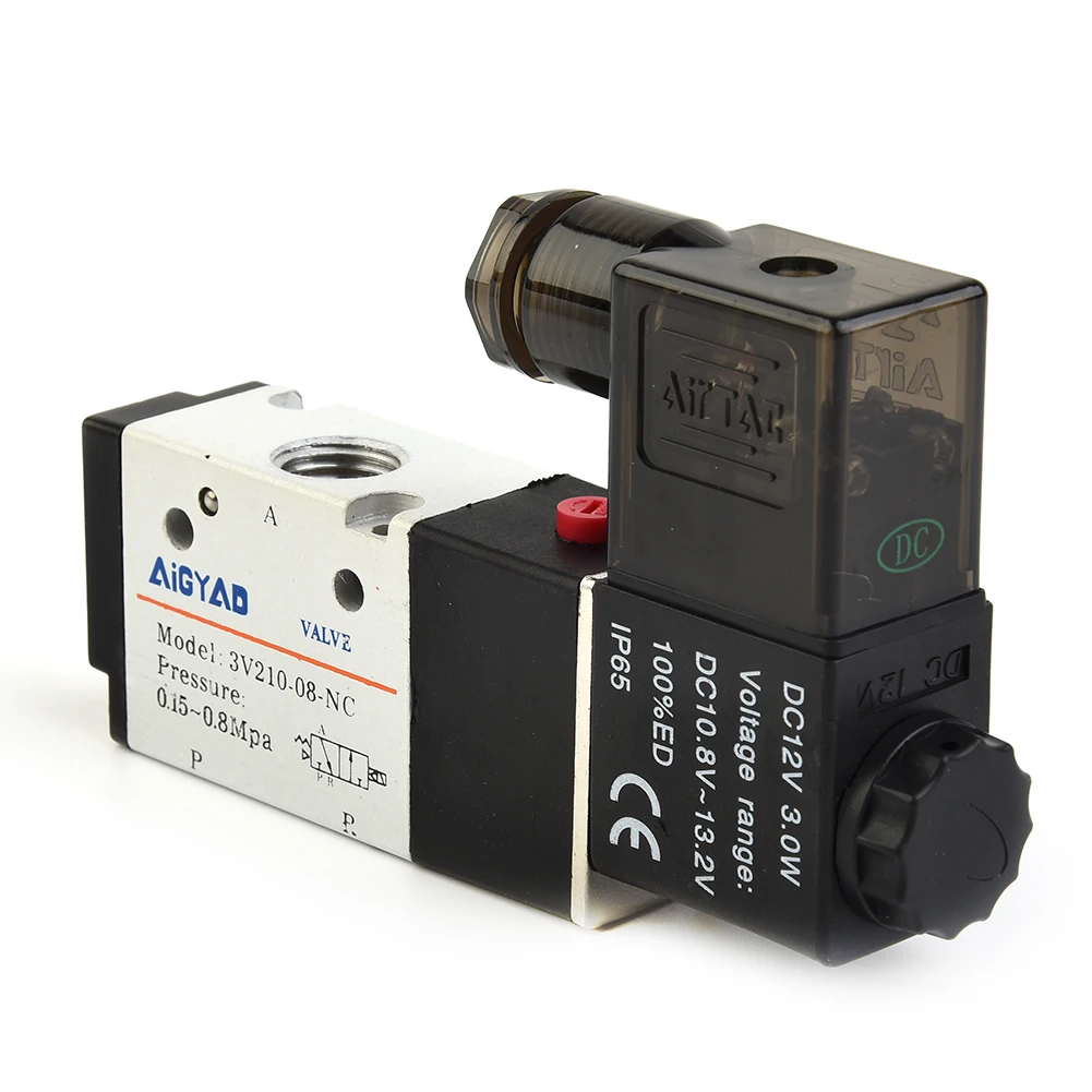 Pneumatic Solenoid Valve 110*65*22mm Accessories Metal+Plastic Replacement 2 Position 3 Way 3V210-08 0.15-0.8MPa