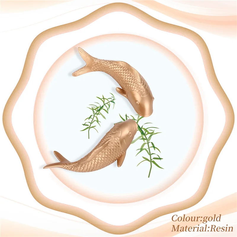 LICE-2 pezzi in resina carpa pesce dorato appeso a parete ornamento personalità figurine di pesce per la decorazione della parete di sfondo del ristorante di casa