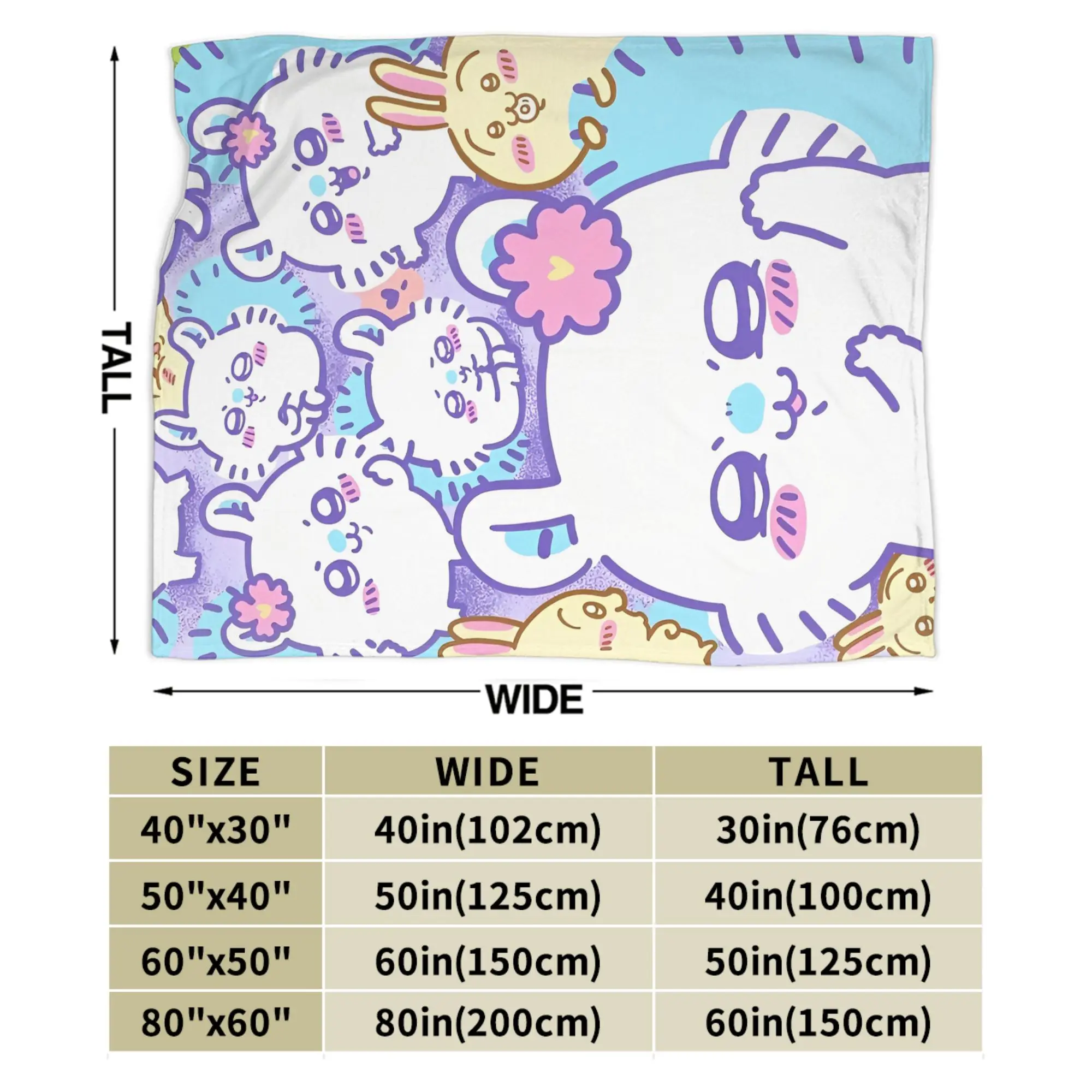 Chiikawa Momonga الفانيلا البطانيات Kawaii الكرتون رهيبة رمي البطانيات للمنزل 150*125 سنتيمتر المفارش #3