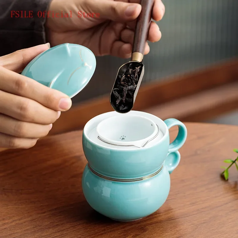 LMHBJY LMHBJY 300ml Creative Ceramic Mug Tea Separation with Lid Filter Office Couple Tea Making Cup Business Gift Drinking Cup