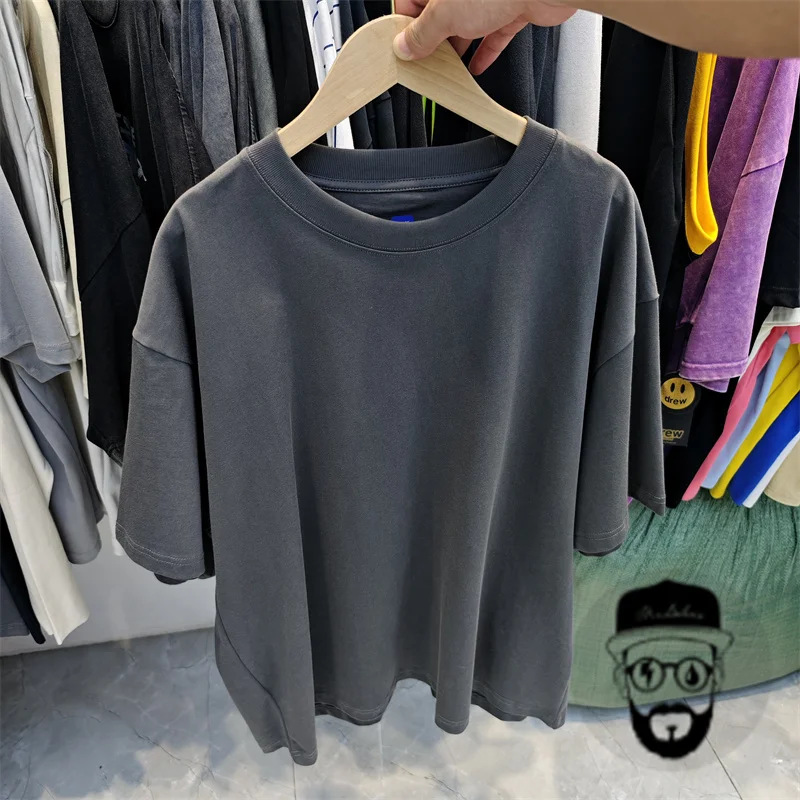 

simple kanye T-shirt solid color round neck loose fit t shirt for men