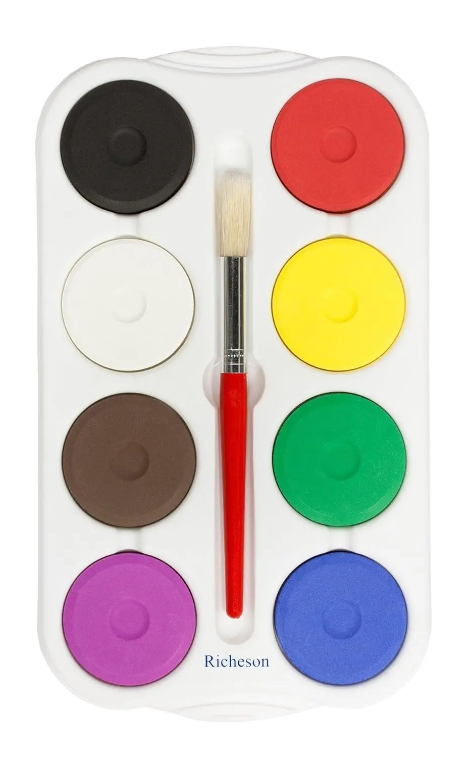 

Tempera Paint Cake Set with Tray, Assorted Colors, 8 Cakes and 1 Brush