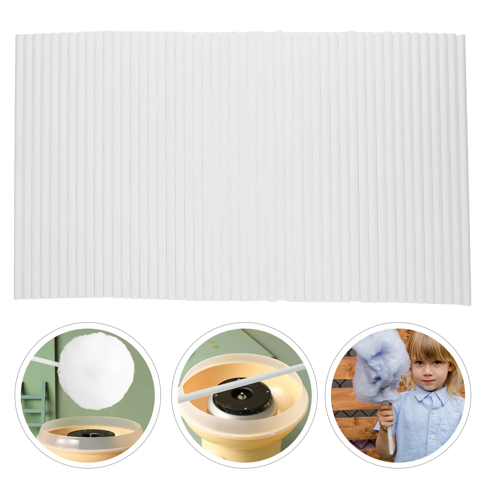 

50Pcs Cotton Candy Machine Paper Sticks Disposable Convenient for DIY Candy Cake Pops Lollipop Wrapping Supplies