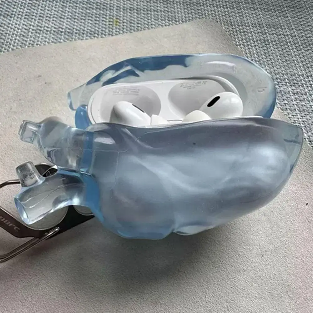 AirPods 4 保護カバー液体透明肌に優しいシリコーンイヤホンケースユニークなハート型イヤホンバッグ