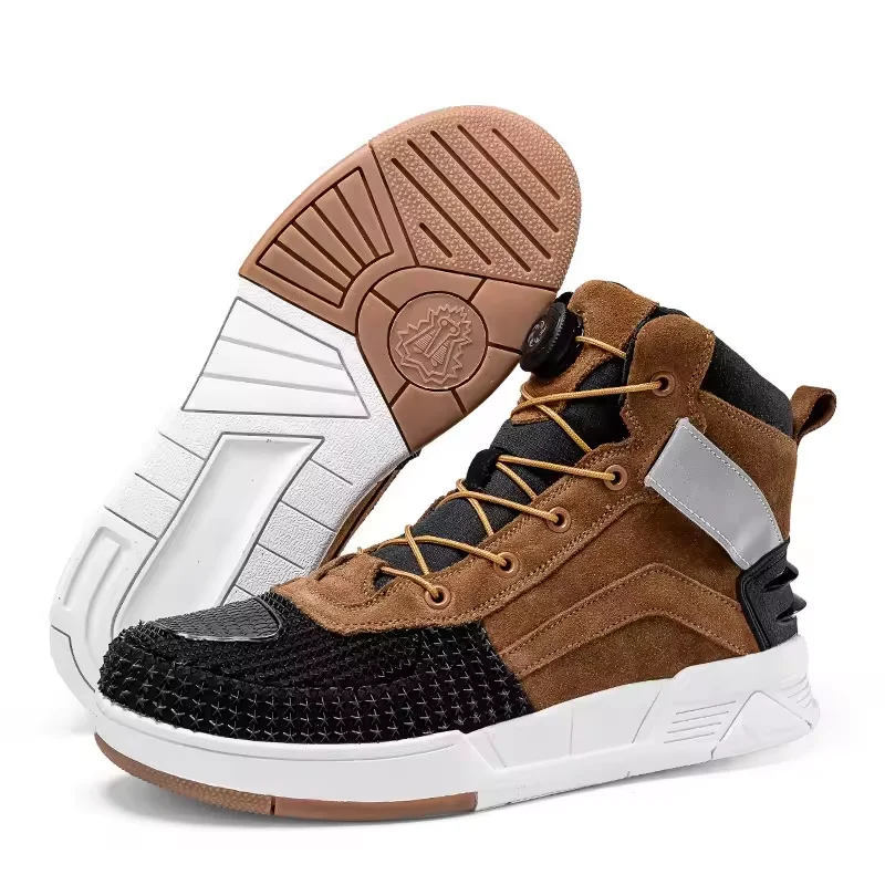 JG.WOLVES Brown Men's Sneakers Breathable Casual Motorcycle Boots Women Motorcyclist Shoes Motocross Boots Motorcycle Supplies
