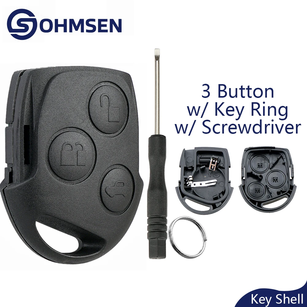 

OHMSEN Smart Remote Key Fob Case 3-кнопочный ремонтный корпус для Ford Mondeo Focus Fiesta Transit Connect Ka Puma NO Blade