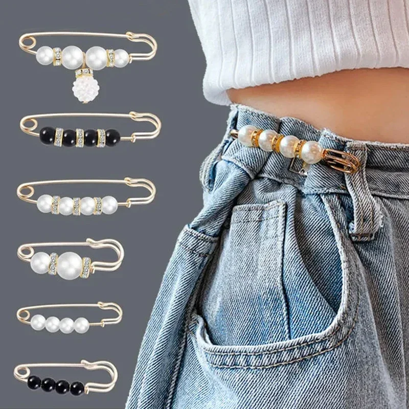 1set Waist Adjustment Uniform Clothing Extended Buckle And Waist Adjustment Buckle Pearl Broocated Fashion Decorative Accessorie