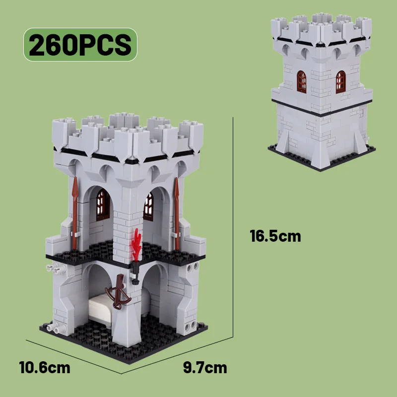 Średniowieczny zamek Miejska brama ścienna Figurki rycerzy Klocki do budowania Starożytny żołnierz wojskowy Twierdza Broń Model Klocki Zabawka dla dzieci Prezent