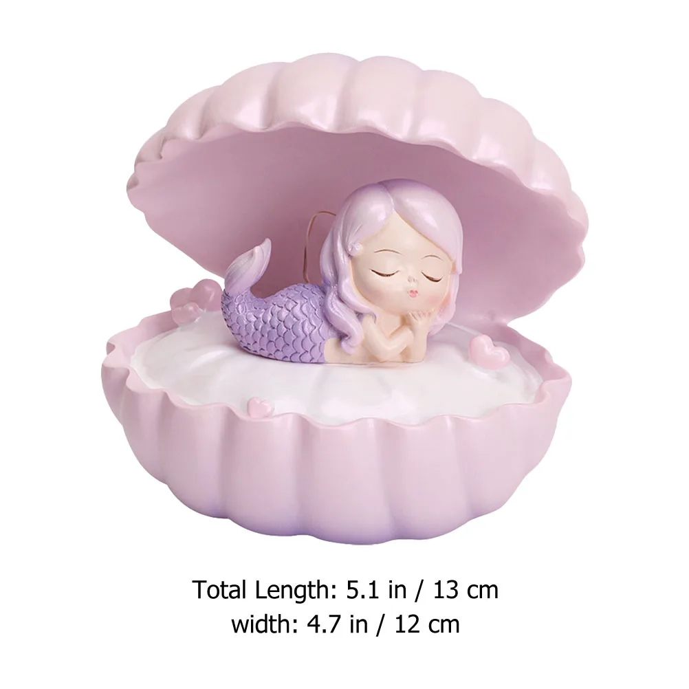 1Pcs Creative Small Night Lamp Shell Resin Craft Night Light Desktop Ornament Decorative Bedside Shell Mermaid Lamp