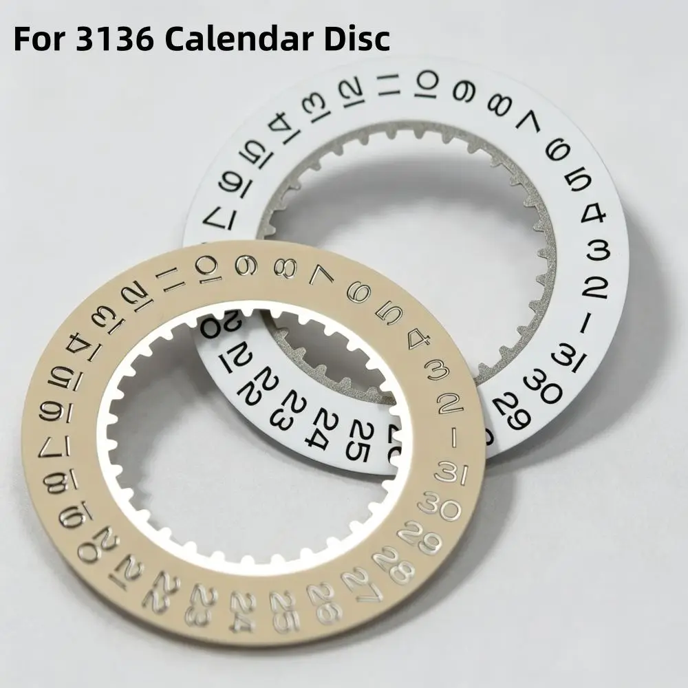 Watch Parts White Vintage Calendar Disc Compatible 3136 Move Indicator Date Disc Substitute for RLX 3136 Original Calendar Disc