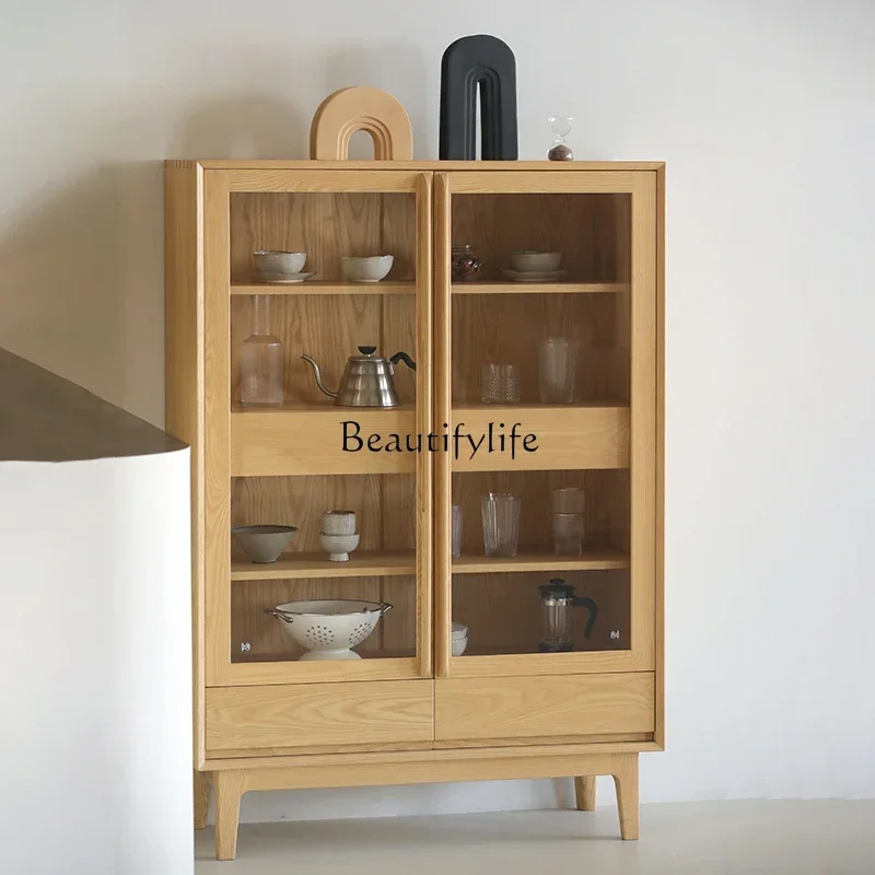

FG40Nordic ash wood dining side cabinet storage household Japanese integrated wall wine cabinet
