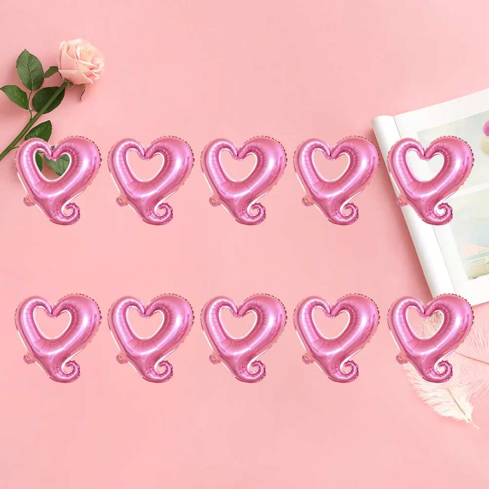 

10pcs 18 Inches Pink Love Heart Shape Balloon Banner Kit For Wedding Valentine Party Decor Paper Tassel Banners Aluminium Film