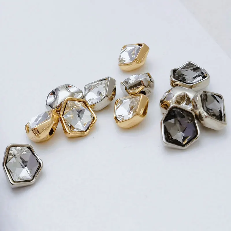 Fashionable High-end Rhinestone Crystal Metal Buttons Fashion Designer Ladies Clothes Sewing Accessories Shirt Cuffs Mini Button