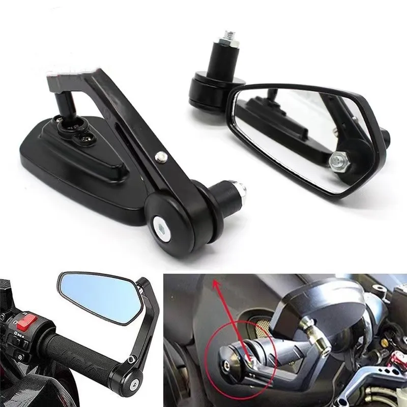 Universal Motorcycle Conversion Diamond Curved Lever Handlebar Mirror