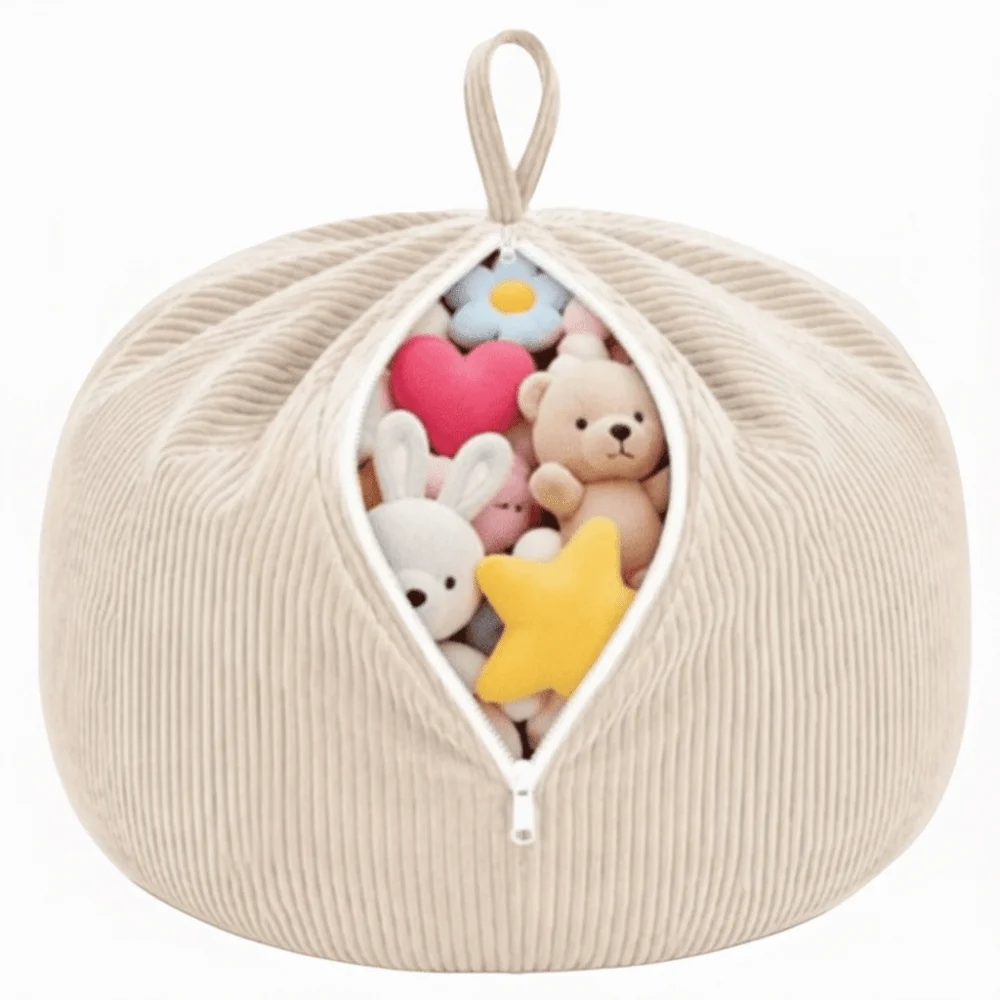 Corduroy Bean Bag Cover Washable Cover Without Inner Filler Beanbag Slipcover Removable Cover Single‑Seat