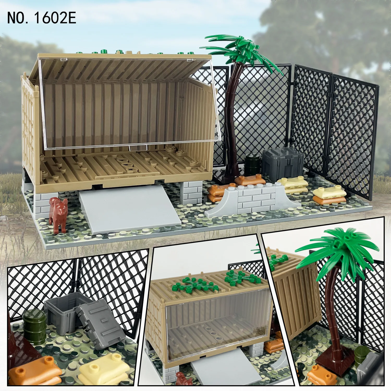 Military Training field Building Blocks Sentry Towers Container Bunkers Net wall Soldiers Figures Weapons sandbag Bricks Toys