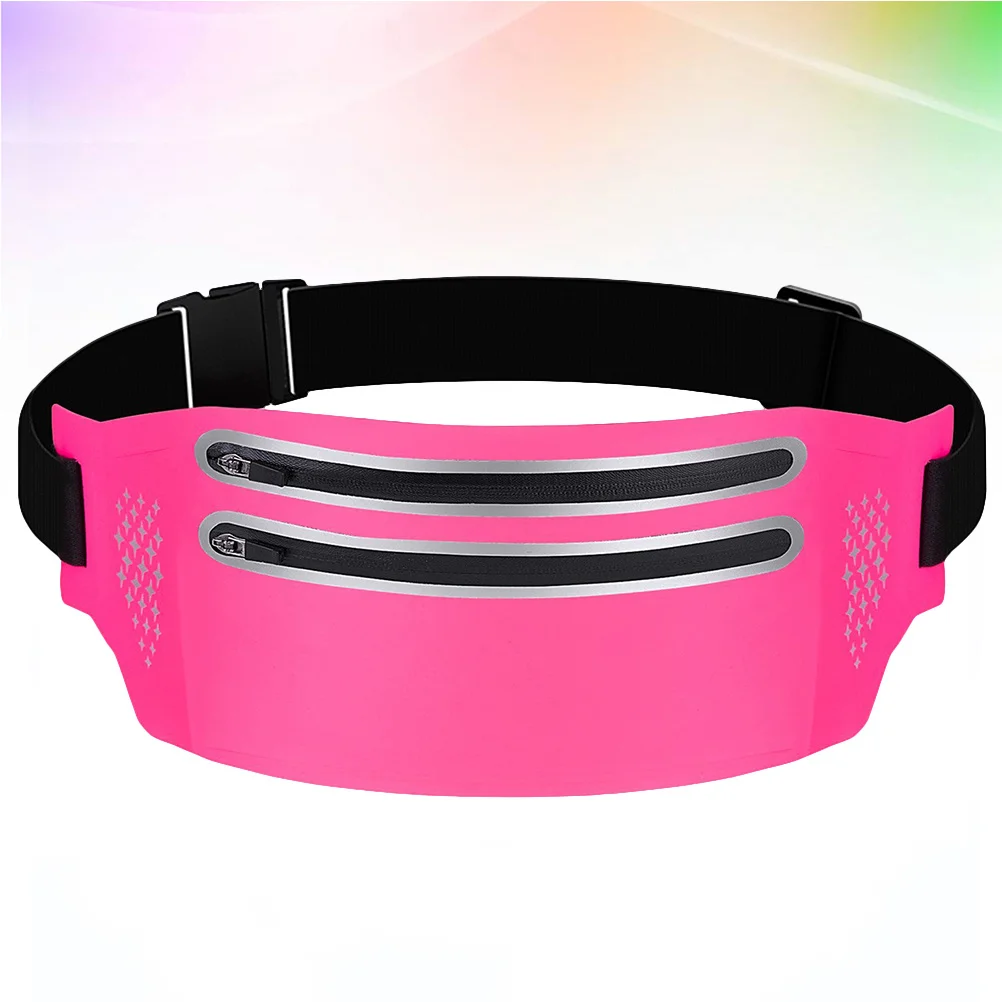 Women Waist Pack with Double Zippers Pocket Waterproof Phone Storage Bag Comfortable Fit for Outdoor Activities Rosy