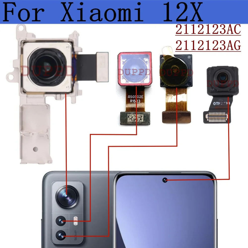 

Original Front Rear Camera For Xiaomi Mi 12X Selfie Frontal Big Backside Main Back Facing Wide Angle Macro Camera Flex Cable