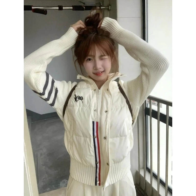 الكورية Sle الوقوف الياقة محبوك المرقعة أسفل القطن Jaet المرأة شتاء دافئ تصميم صغير الحجم معطف الخبز القطن #3