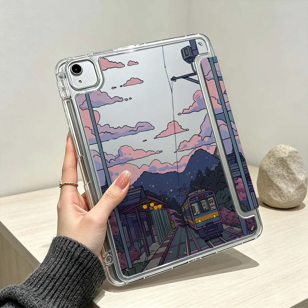 Design Train Landscape Soft For iPad Pro Air mini 6 5 4 3 2 1 11th 10th 6th 5th M5 M4 M3 M2 9gen Foldable 3Y Tablet Case