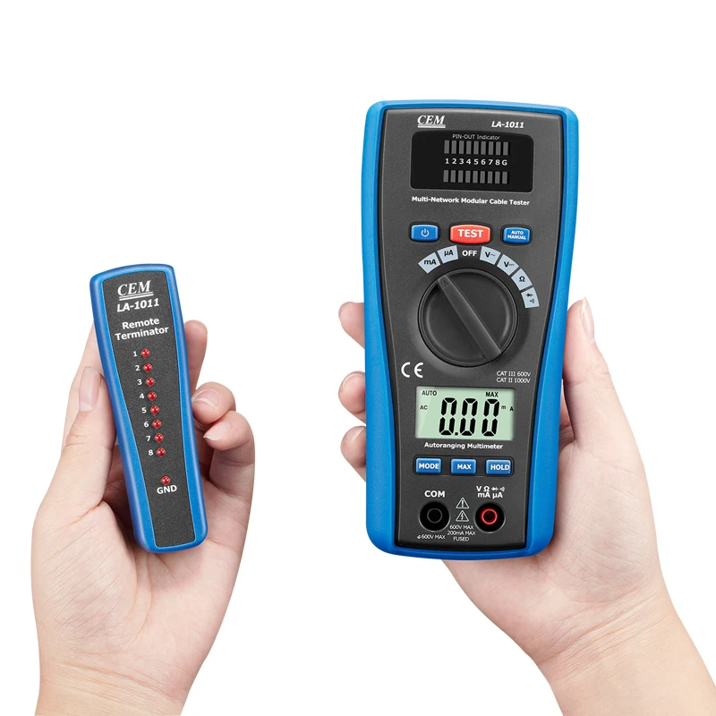 LA-1011 2-in-1 Digital Multimeter LAN Tester AC/DC Voltage Current Resistance Tester Diode Continuity Measurement 600V