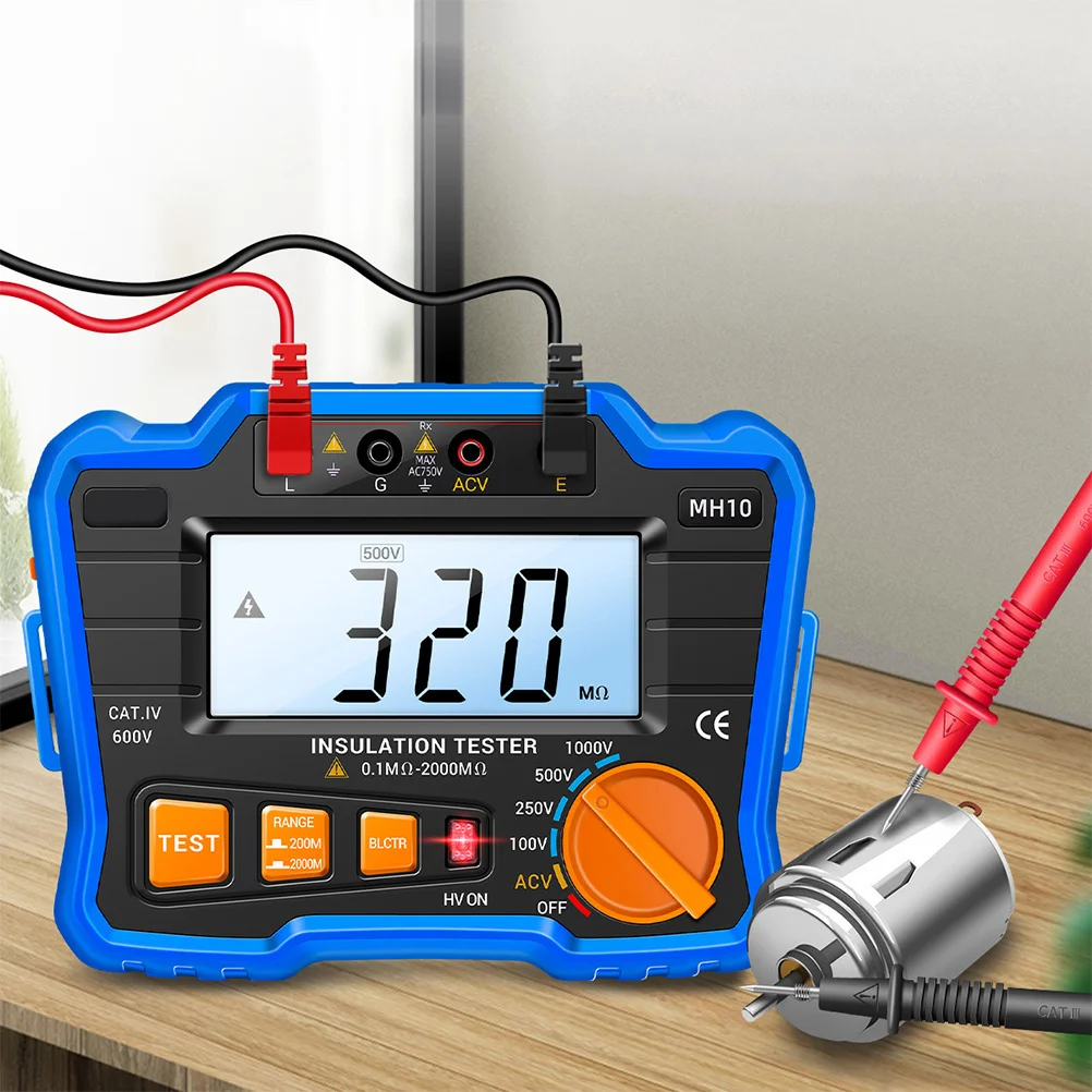 

1Set Insulation Resistance Tester Digital Electronic Megohmmeter LCD Display Backlight Resistance Meter for Generator Motor