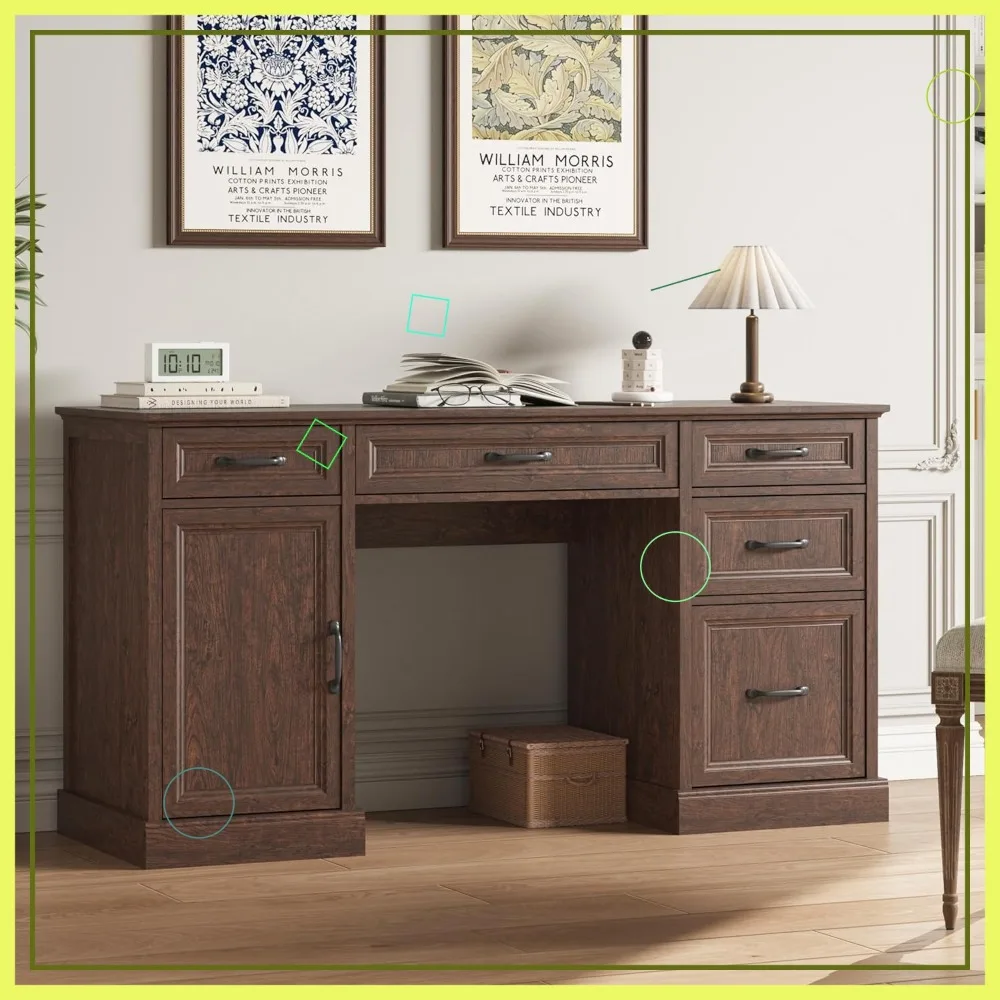 

Стол фермерского дома с выдвижными ящиками, стол для домашнего офиса в деревенском стиле для работы и учебы, коричневый