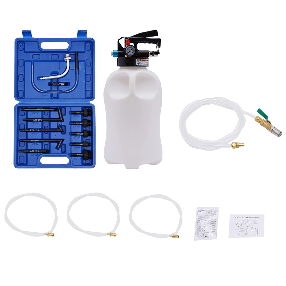 Image of Degreat Druckluft-Ölwechselgerät, Öl-Einfüll- und Ölabsauggerät, Getriebeöl-Einfüllgerät 10L 2-in-1 mit 13 ATF-Adaptern