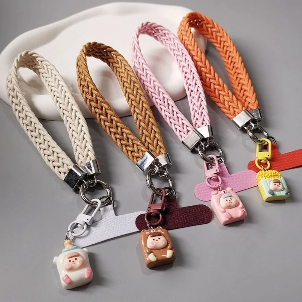 Anti-Loss Pendant with Cartoon Mobile Phone Hanging Rope - Portable Fried Dough Twists, Hand Rope, Colorful Travel, Wrist Strap