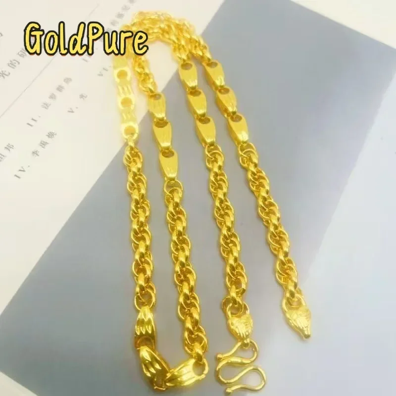 

Золотое ожерелье Goldpure Luxury 24K 9999 из чистого золота, с подвеской в виде семян дыни, легкое роскошное мужское ожерелье.