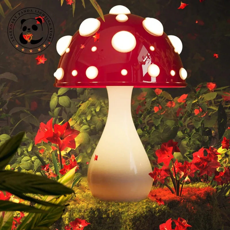 

Modern Designer Table Lamp Art Amanita Mushroom Luminaria Living Room Hotel Study Restaurant Lofa Bedside Bedroom Light Fixtures