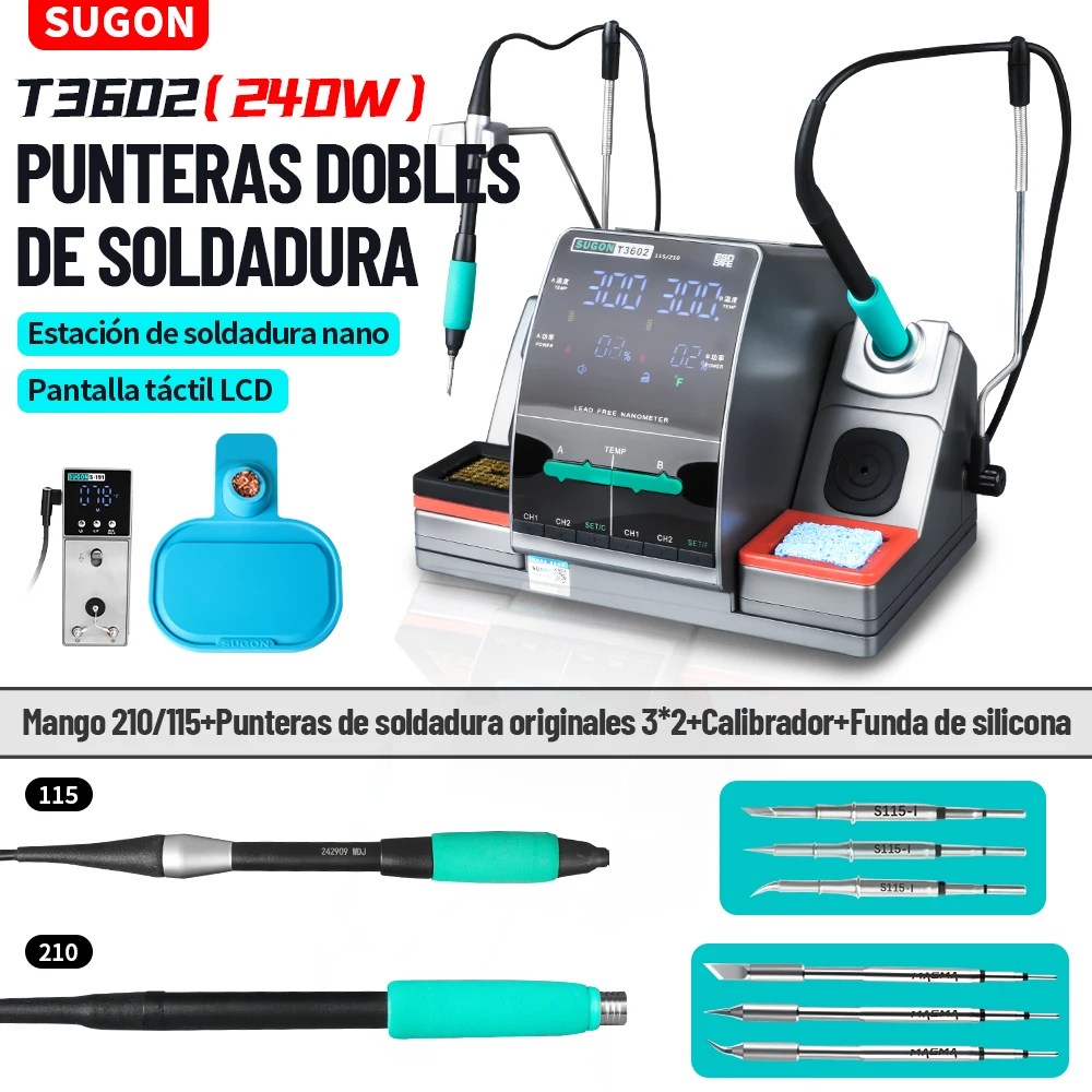 Sugon T3602 240W Estación De Soldadura Doble Mango Solder Nano Electrónica Kit De Soldadura Herramientas De Soldadura De Alta Pr — -31%, 118.77€ Coupon, from 252.39€ – 31% descuento – €252.39