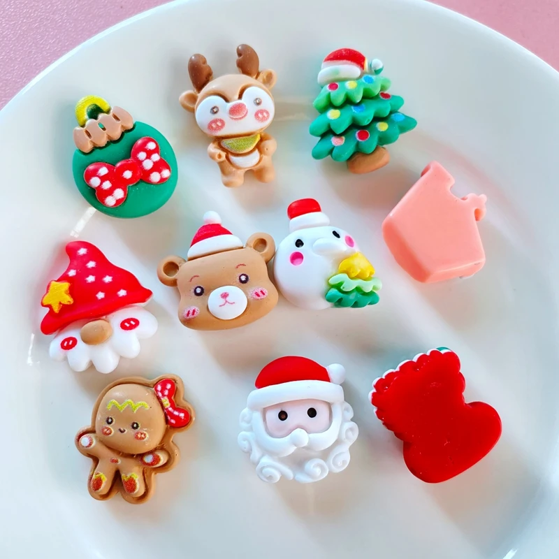 20Pcs ใหม่น่ารัก Mini Christmas Collection แบนเรซิ่น Cabochons สมุดภาพ DIY เครื่องประดับหัตถกรรมตกแต่ง Accessorie