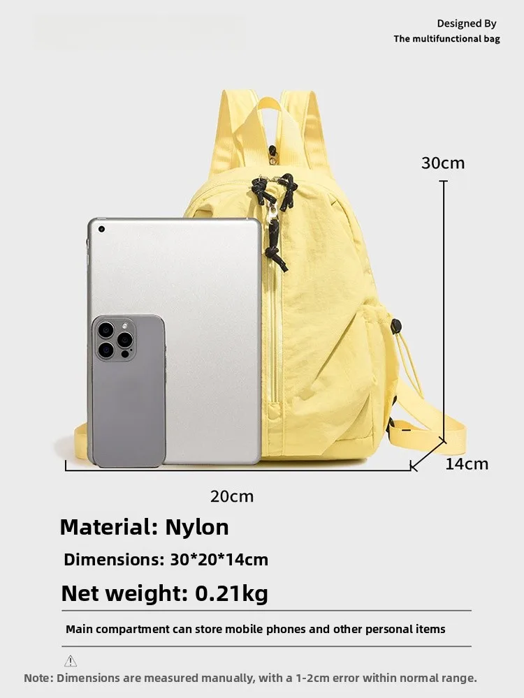 حقيبة سفر كاجوال خفيفة الوزن ومتعددة الاستخدام من Bapa ex حقيبة صغيرة مزدوجة الكتف مناسبة بسيطة للمشي لمسافات طويلة والأنشطة الترفيهية