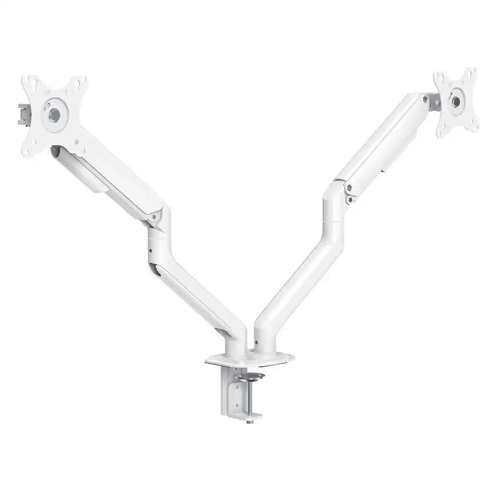 TOOQ DB4132TNR-W Rotary and Tilt Table Stand for 17-32in Displays, Two Arms, Adjustable, White