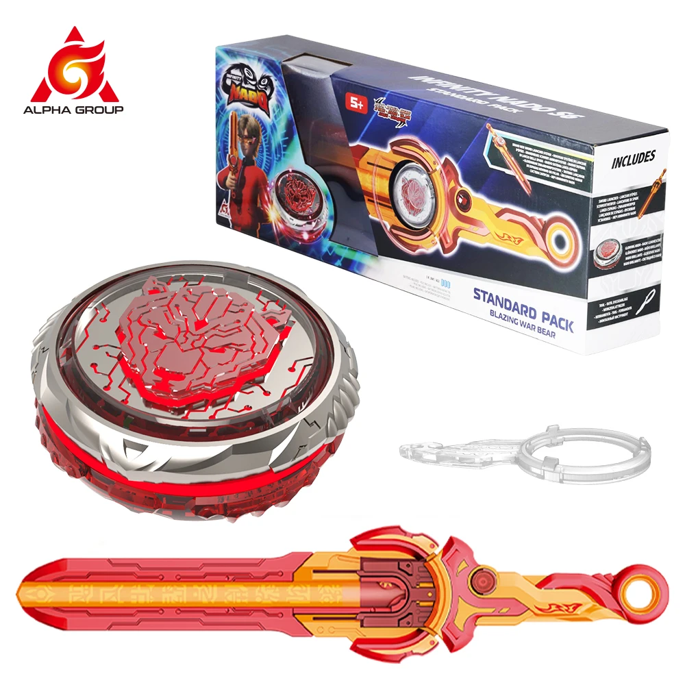 Infinity Nado 6 Standard Pack - Blazing War Bear Metal Spinning Top Glowing Gyro with Monster Icon Sword Launcher Anime Kid Toy