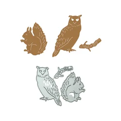 Metal Cutting Die Sets Squirrel Owl Pattern For Scrapbooking Handcraft Card Punch Knife Stencil Postcard Clipart Decorating