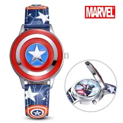 Disney spiderman zegarek dla dzieci kapitan ameryka ironman zegarki dla dzieci skórzany zegarek kwarcowy Flip Metal Case zegarki chłopcy zegar prezenty